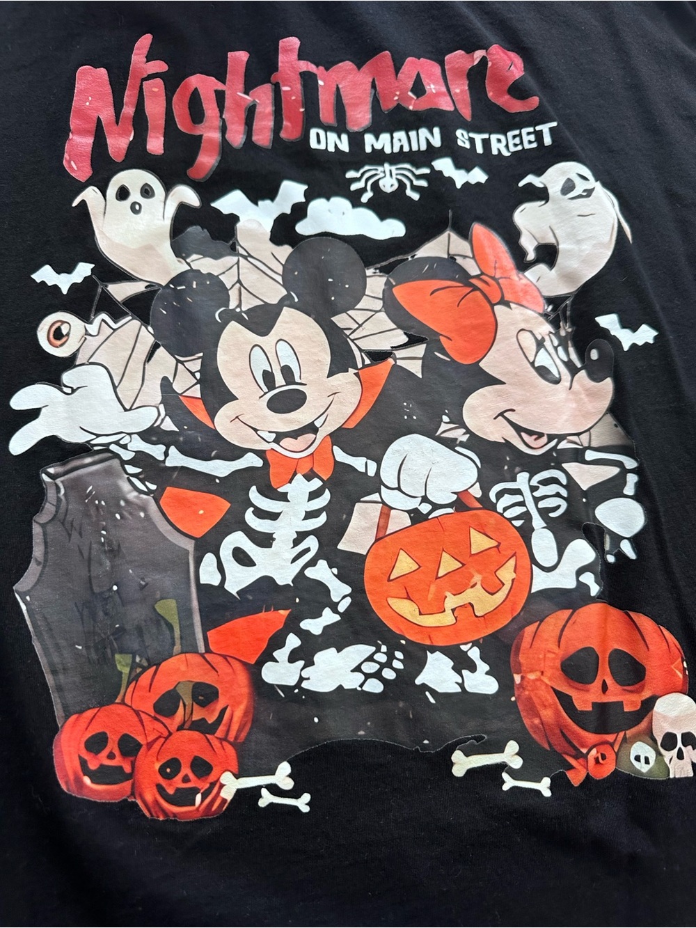 Disney Mickey & Minnie "Nightmare on Main Street" Black Halloween T-Shirt - Picture 2 of 5